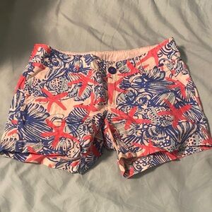 Lilly Pulitzer Coral and Blue Print Shorts
